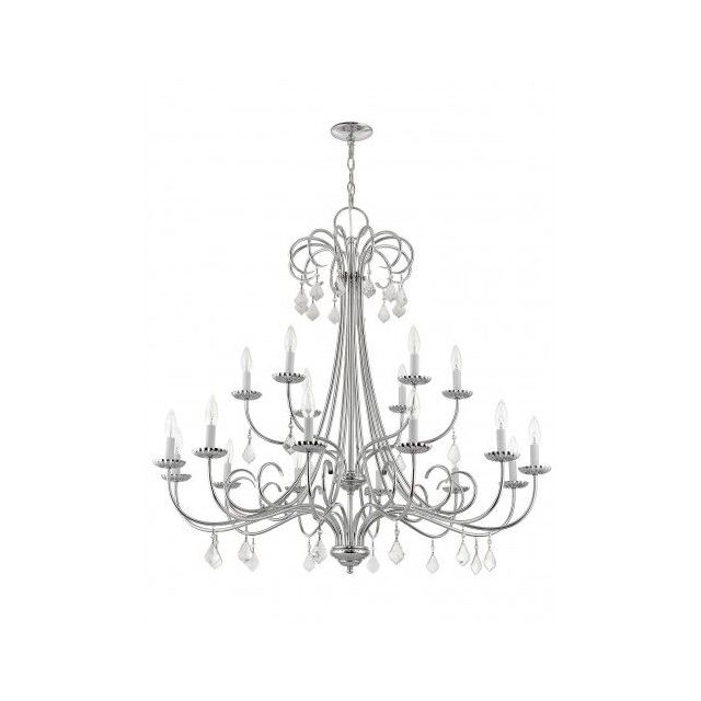 Livex 40870-05 Daphne 18 Light 42 Inch Foyer Chandelier In Polished Chrome With Clear Crystal