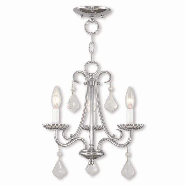 Livex 40873-05 Daphne 3 Light 14 Inch Chandelier In Polished Chrome With Clear Crystal