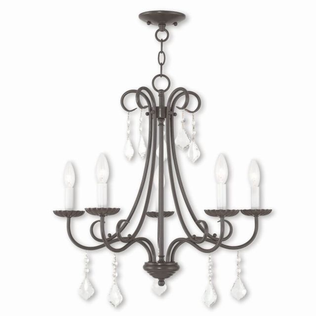 Livex 40875-92 Daphne 5 Light 25 Inch Chandelier In English Bronze With Clear Crystal