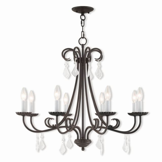 Livex 40878-92 Daphne 8 Light 30 Inch Chandelier In English Bronze With Clear Crystal