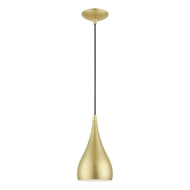Livex 41171-33 Amador 1 Light 6 inch Mini Pendant in Soft Gold-Polished Brass Accents