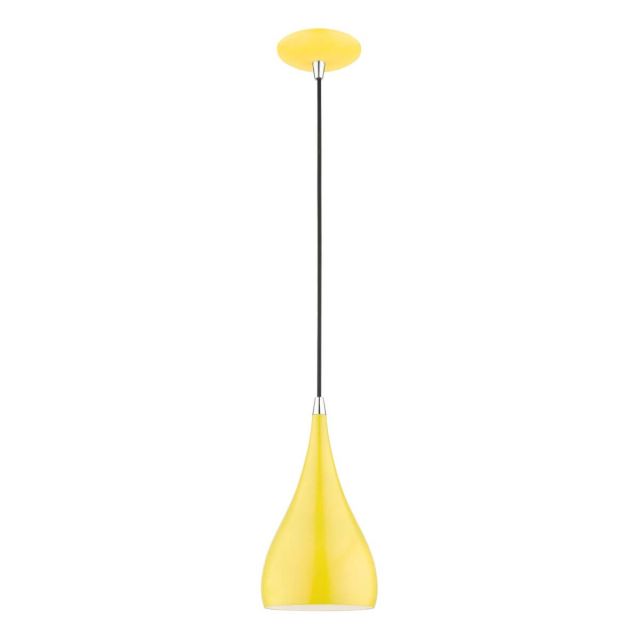 Livex 41171-82 Amador 1 Light 6 inch Mini Pendant in Shiny Yellow-Polished Chrome Accents