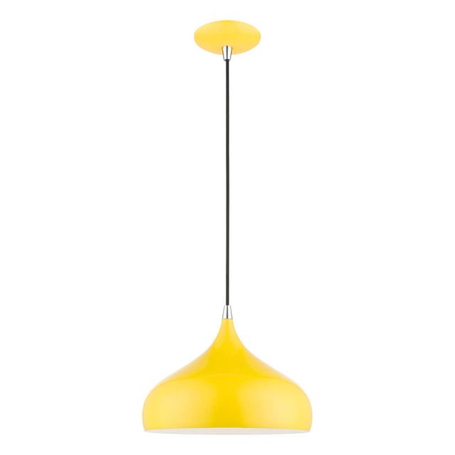 Livex 41172-82 Amador 1 Light 12 inch Pendant in Shiny Yellow-Polished Chrome Accents