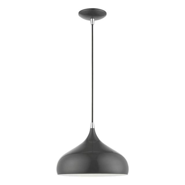 Livex 41172-96 Amador 1 Light 12 inch Pendant in Shiny Dark Gray-Polished Chrome Accents