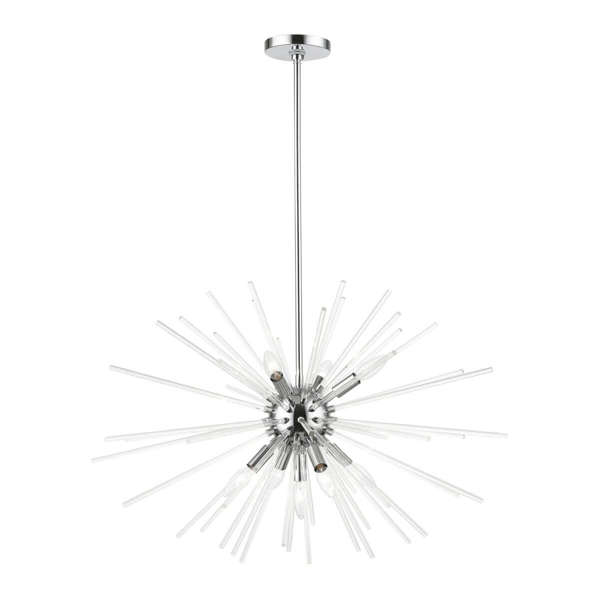 Livex 41255-05 Utopia 9 Light 32 inch Chandelier in Polished Chrome with Clear Glass Rods
