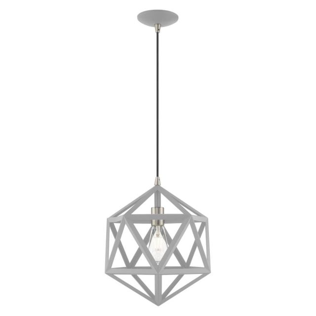 Livex 41328-80 Geometric Shade 1 Light 13 Inch Nordic Gray Pendant