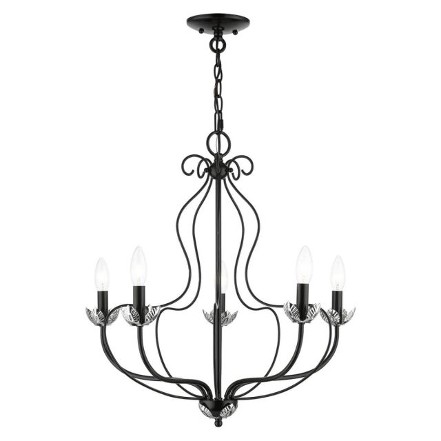 Livex Katarina 5 Light 23 inch Chandelier in Shiny Black-Polished Chrome Accents 42905-68