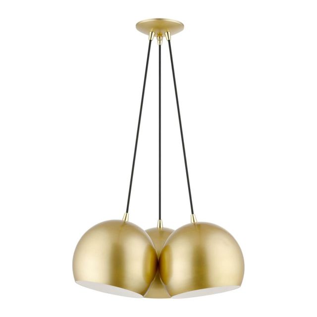 Livex 43393-33 Piedmont 3 Light 22 inch Globe Pendant in Soft Gold-Polished Brass Accents