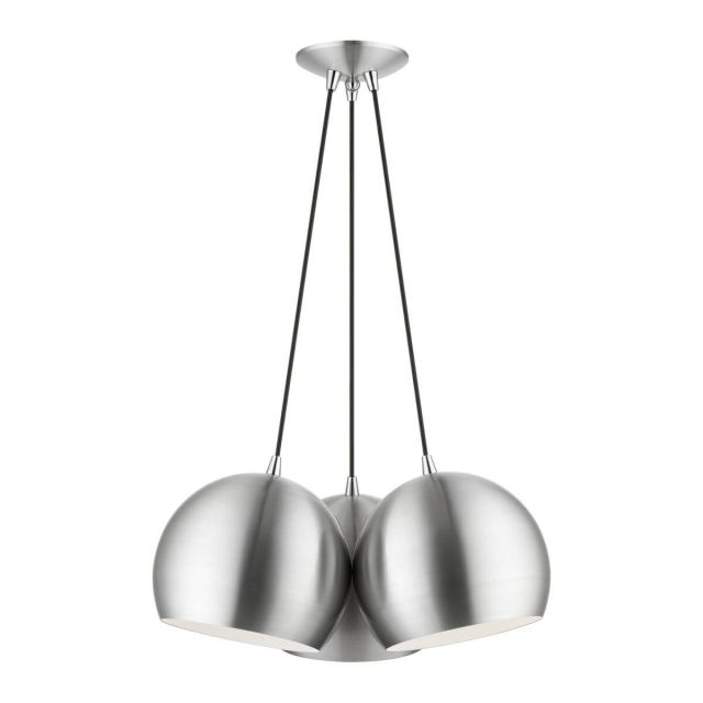 Livex 43393-66 Piedmont 3 Light 22 inch Globe Pendant in Brushed Aluminum-Polished Chrome Accents