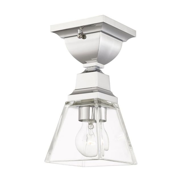 Livex 45562-05 Mission 1 Light 5 inch Ceiling Mount in Polished Chrome with Clear Glass