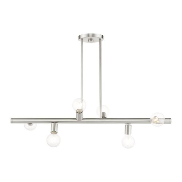 Livex 45866-91 Bannister 6 Light 37 inch Linear Light in Brushed Nickel with Clear Square Glass