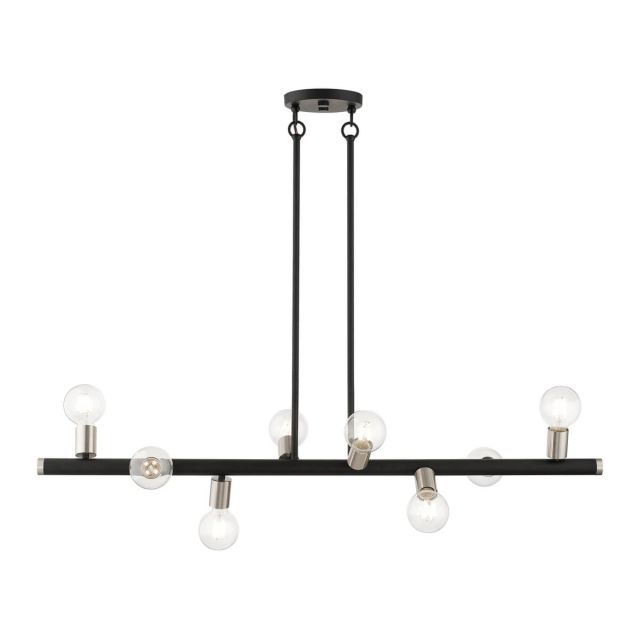 Livex 45868-04 Bannister 8 Light 42 inch Linear Light in Black-Brushed Nickel Accents