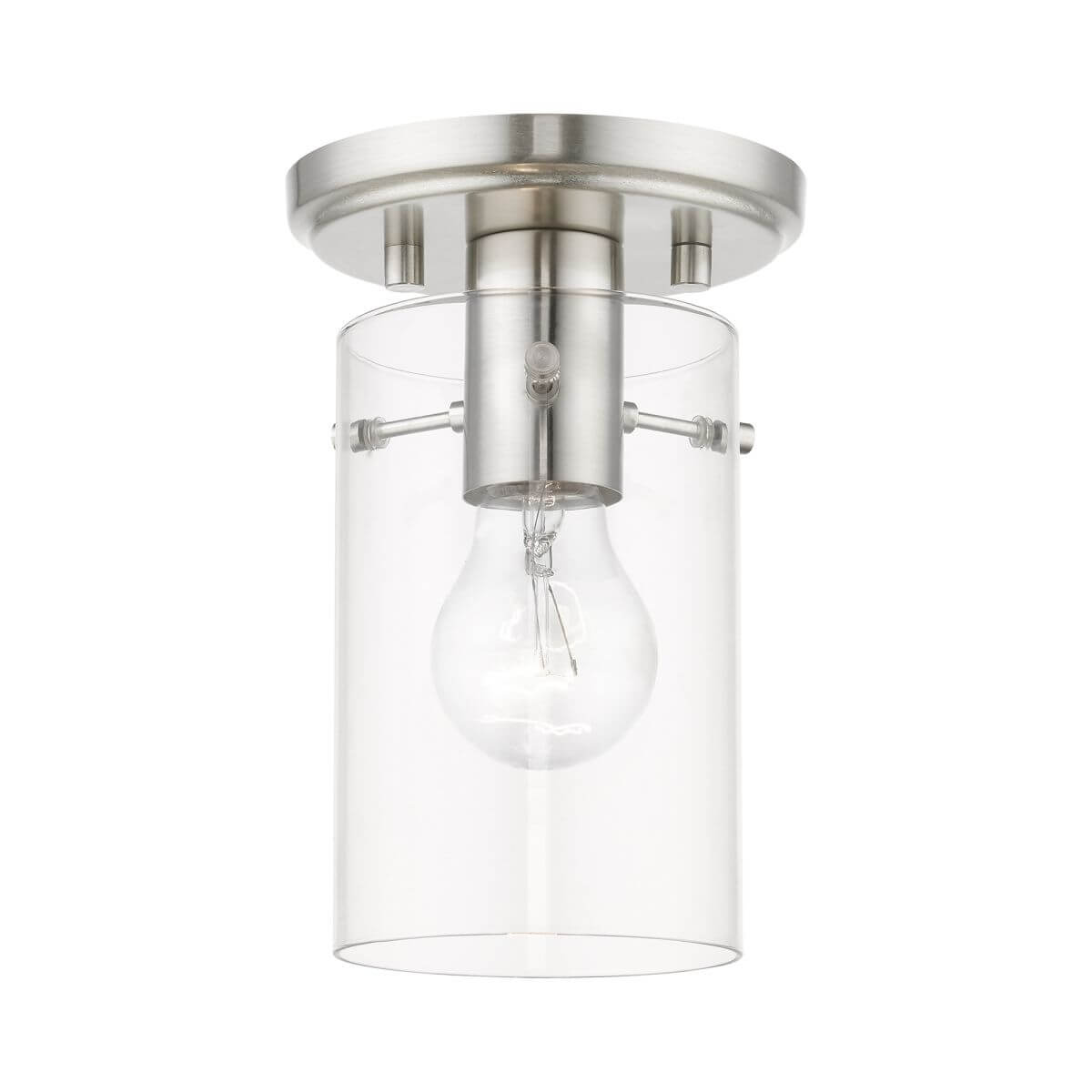 Livex 46150-91 Munich 1 Light 5 inch Flush Mount in Brushed Nickel with Clear Glass