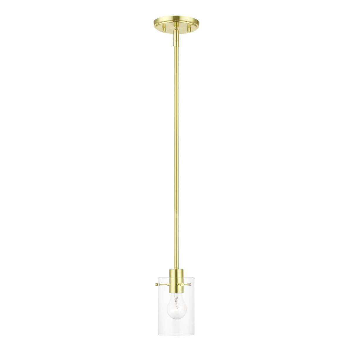 Livex 46151-12 Munich 1 Light 5 inch Pendant in Satin Brass with Clear Glass