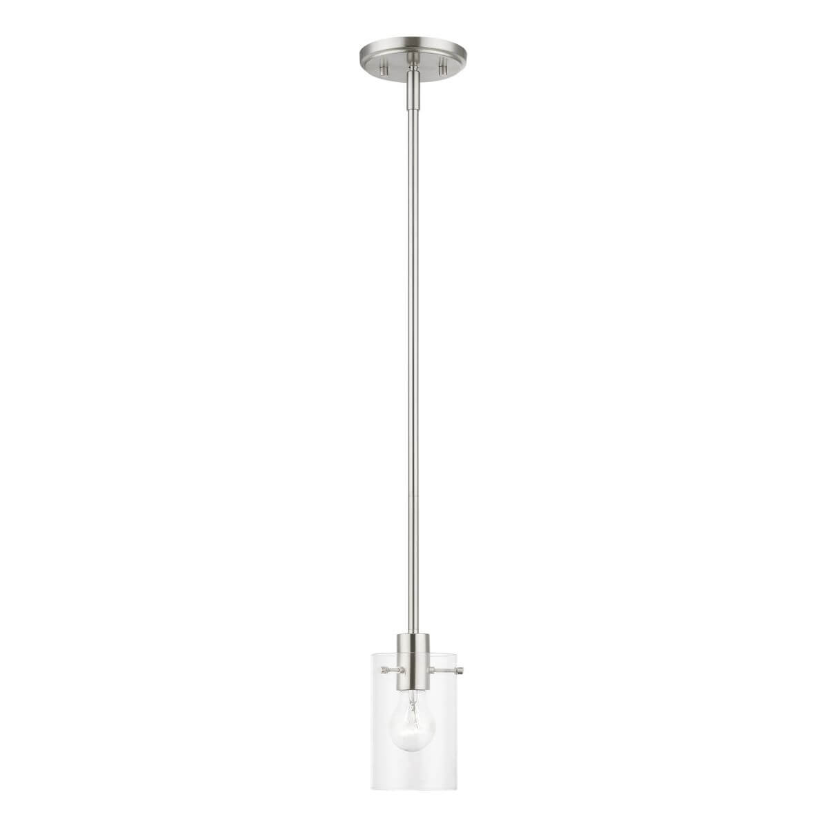 Livex 46151-91 Munich 1 Light 5 inch Pendant in Brushed Nickel with Clear Glass