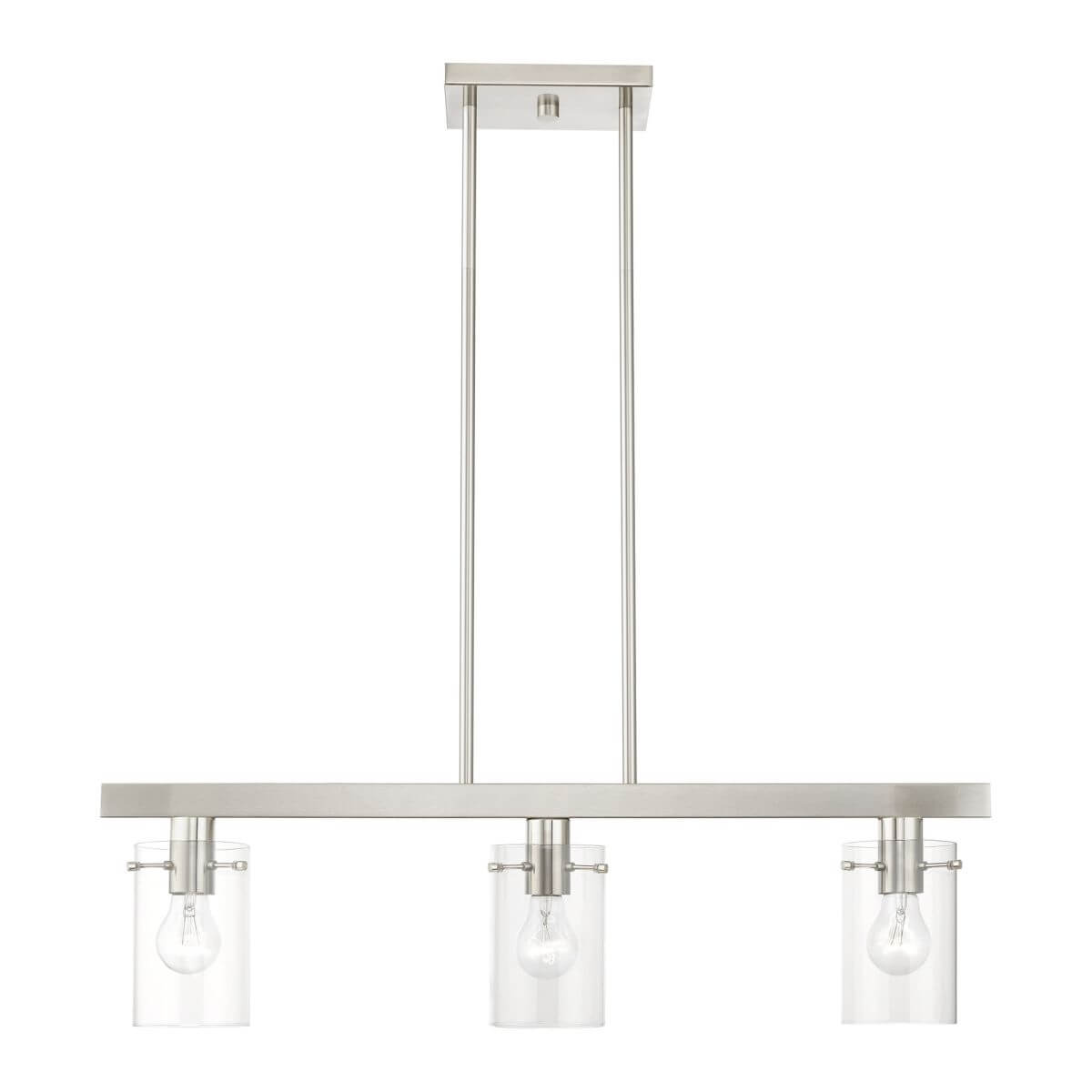 Livex 46153-91 Munich 3 Light 30 inch Linear Light in Brushed Nickel with Clear Glass