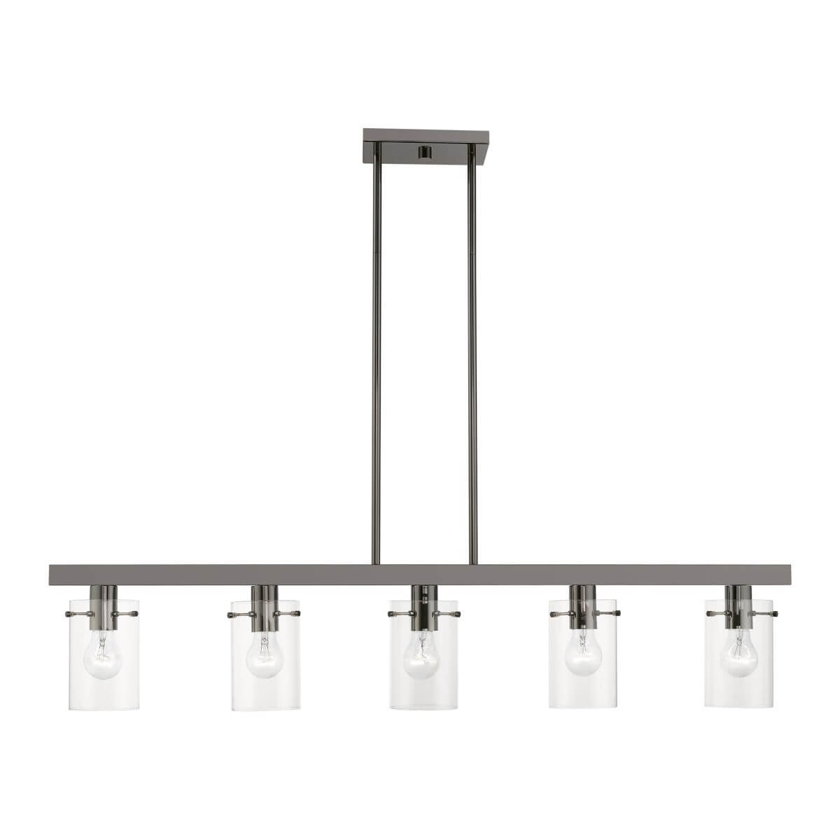 Livex 46155-46 Munich 5 Light 42 inch Linear Light in Black Chrome with Clear Glass