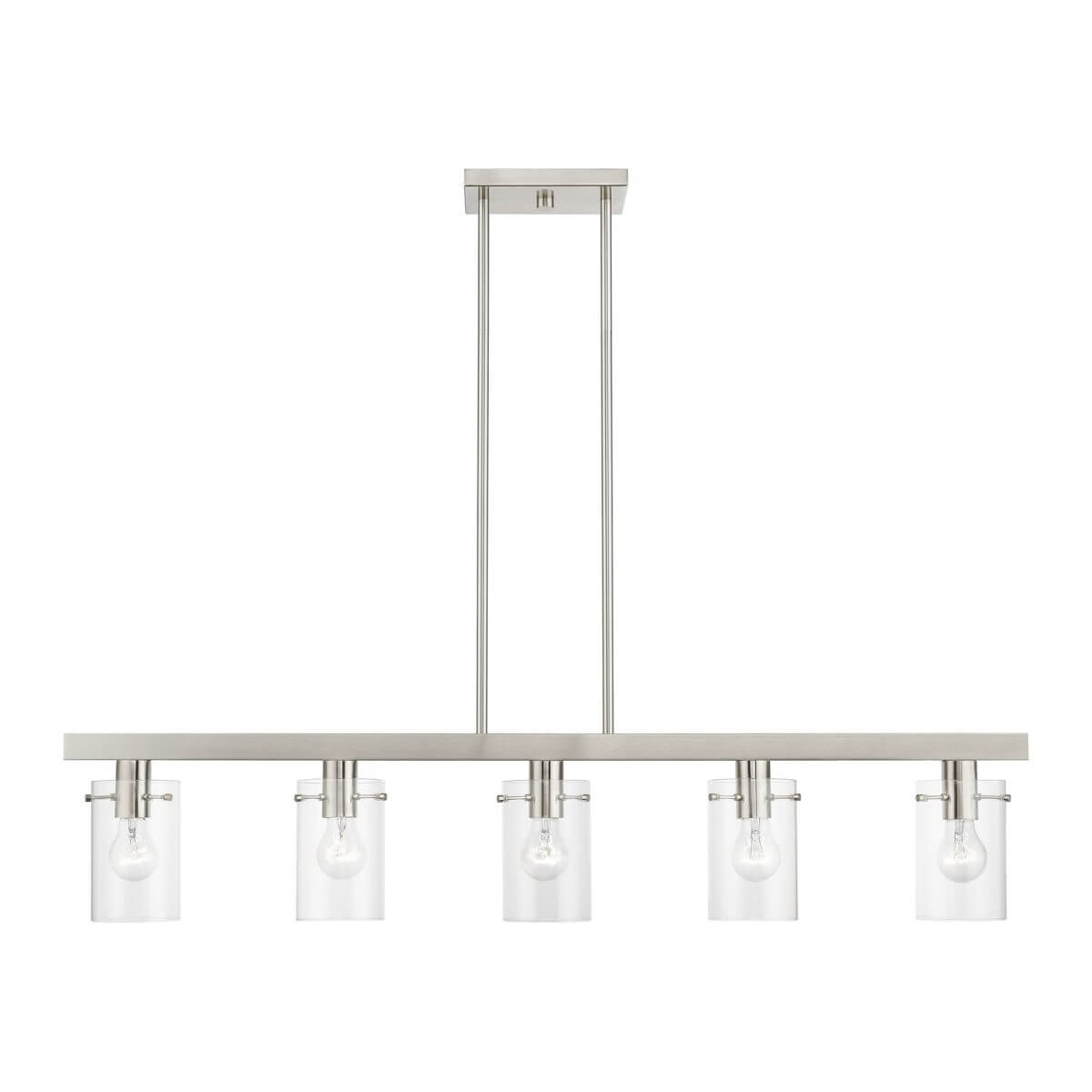 Livex 46155-91 Munich 5 Light 42 inch Linear Light in Brushed Nickel with Clear Glass