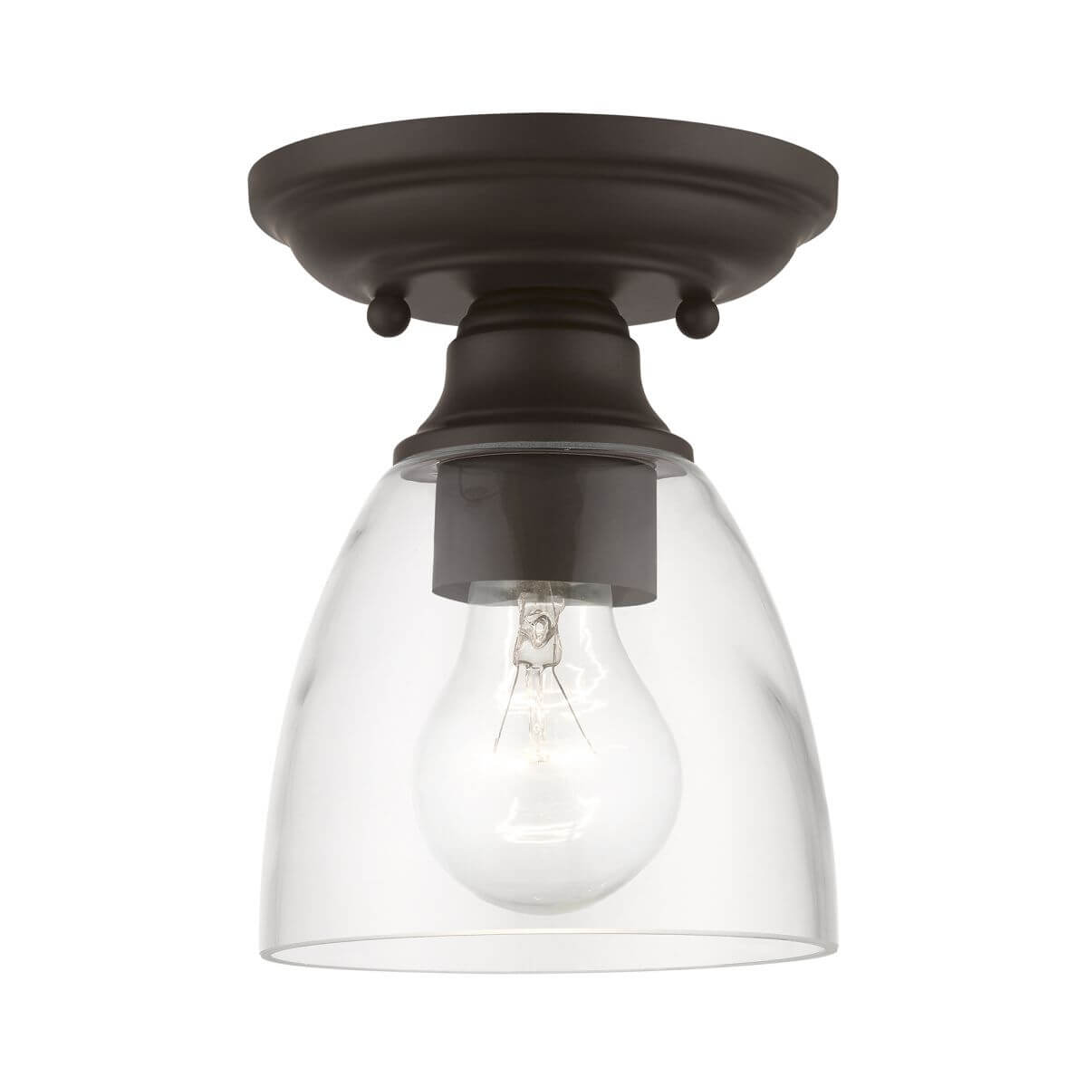 Livex 46331-07 Montgomery 1 Light 5 inch Petite Semi-Flush Mount in Bronze with Hand Blown Clear Glass