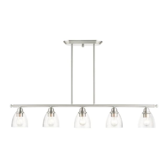Livex 46338-91 Montgomery 5 Light 45 inch Linear Light in Brushed Nickel with Hand Blown Clear Glass