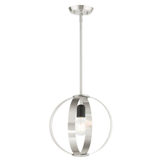 Livex 46411-91 Modesto 1 Light 9 inch Pendant in Brushed Nickel Livex 46411-91 Modesto 1 Light 9 inch Pendant in Brushed Nickel