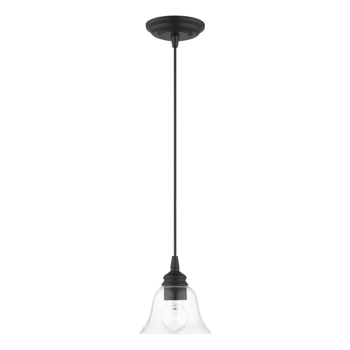 Livex 46480-04 Moreland 1 Light 6 inch Pendant in Black with Hand Blown Clear Glass