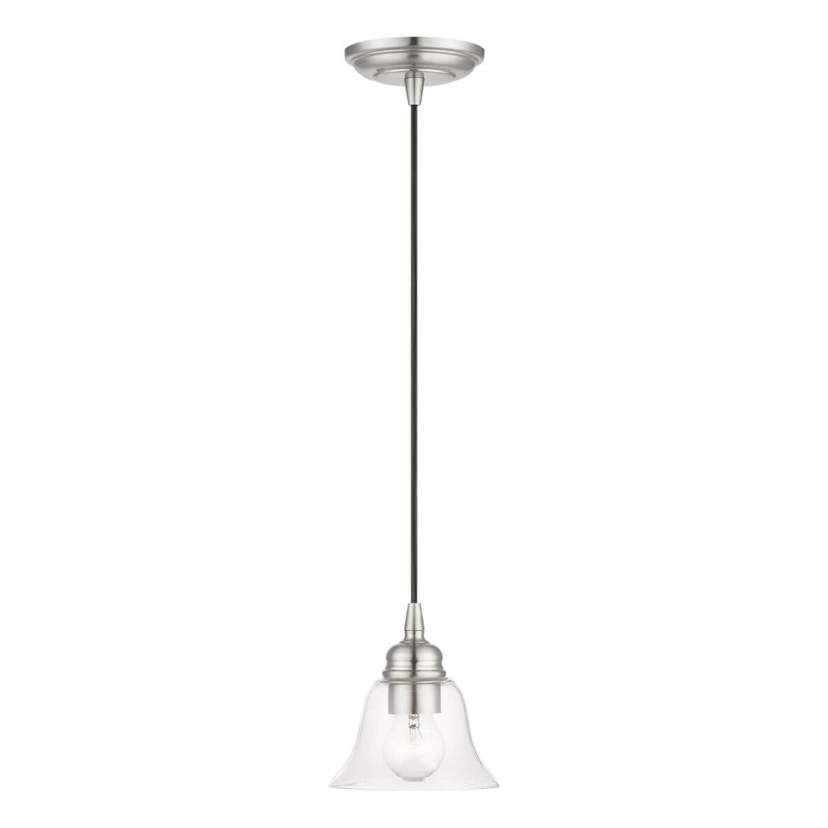 Livex 46480-91 Moreland 1 Light 6 inch Pendant in Brushed Nickel with Hand Blown Clear Glass