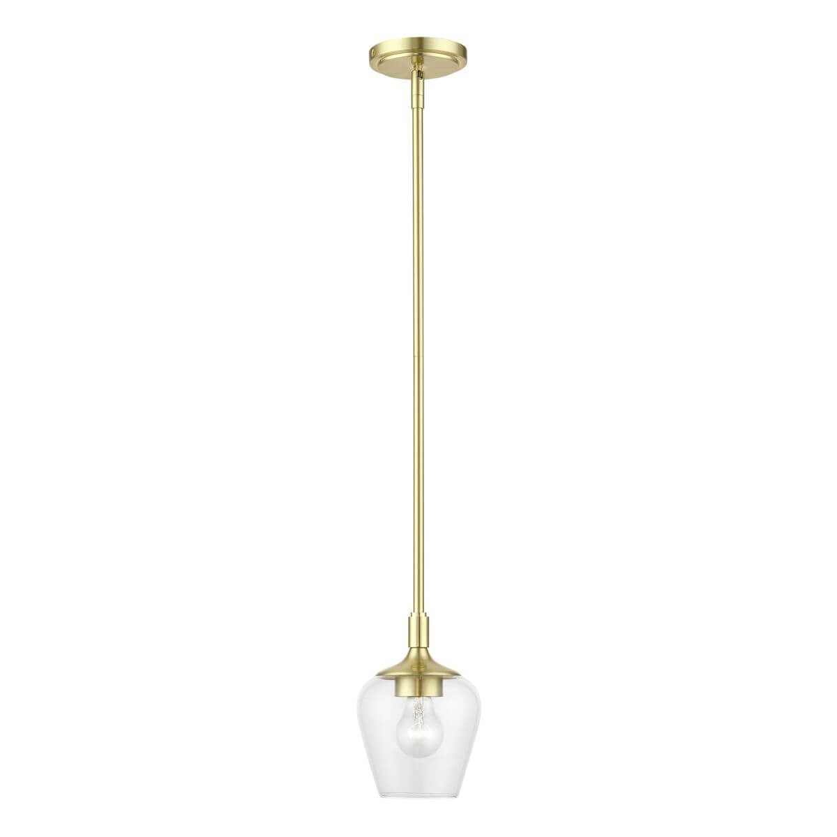Livex 46721-12 Willow 1 Light 6 inch Pendant in Satin Brass with Clear Glass