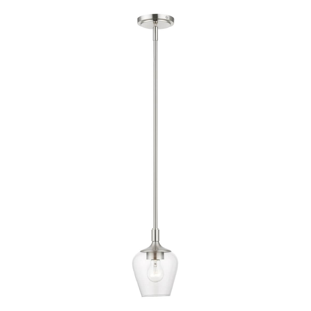 Livex 46721-91 Willow 1 Light 6 inch Pendant in Brushed Nickel with Clear Glass