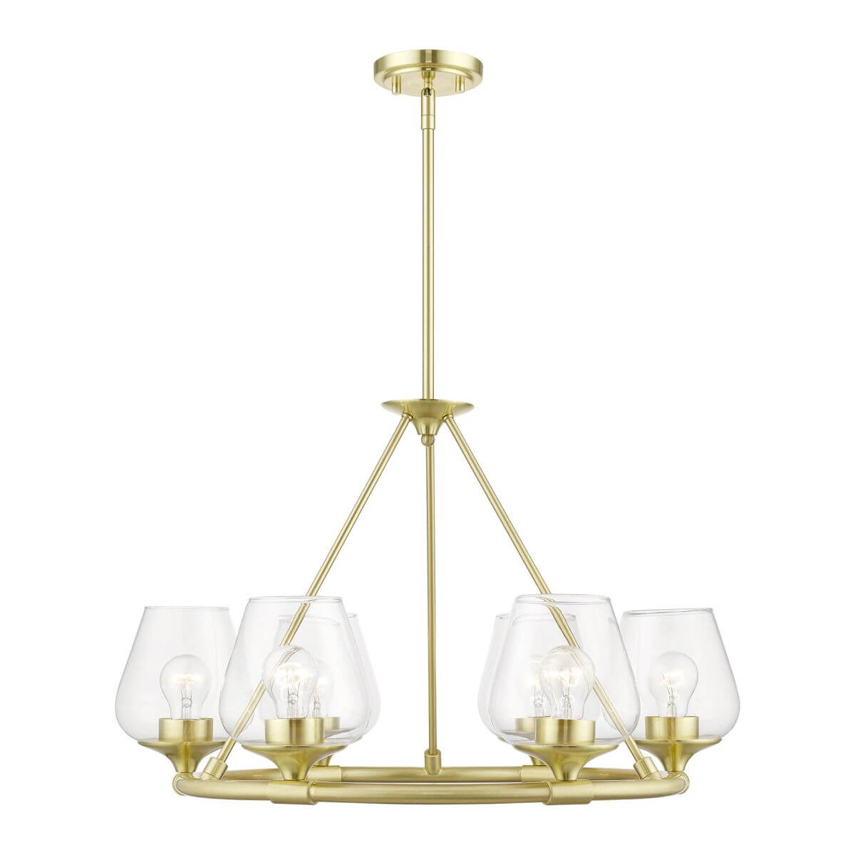Livex 46726-12 Willow 6 Light 26 inch Chandelier in Satin Brass with Clear Glass