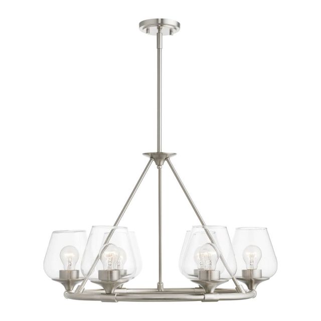 Livex 46726-91 Willow 6 Light 26 inch Chandelier in Brushed Nickel with Clear Glass