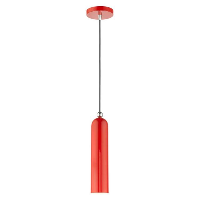 Livex 46751-72 Ardmore 1 Light 5 inch Pendant in Shiny Red with Hand Welded Shiny Red Shade