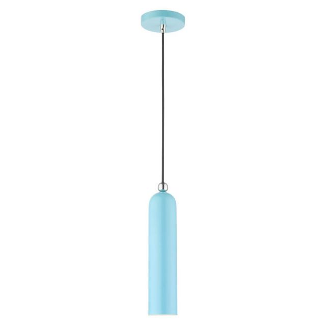 Livex 46751-74 Ardmore 1 Light 5 inch Pendant in Shiny Baby Blue with Hand Welded Shiny Baby Blue Shade