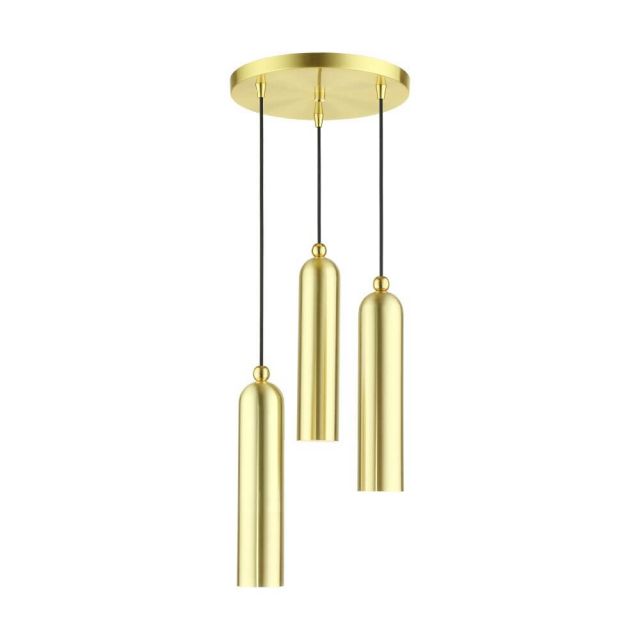 Livex 46753-12 Ardmore 3 Light 13 Inch Pendant in Satin Brass with Hand Welded Satin Brass Shade