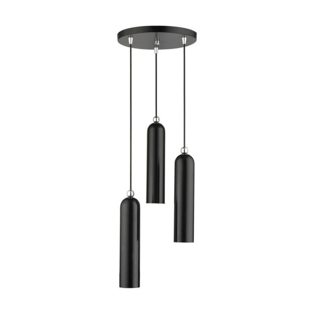 Livex 46753-68 Ardmore 3 Light 13 Inch Pendant in Shiny Black with Hand Welded Shiny Black Shade