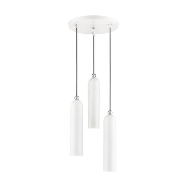 Livex 46753-69 Ardmore 3 Light 13 Inch Pendant in Shiny White with Hand Welded Shiny White Shade