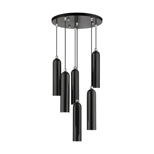 Livex 46756-68 Ardmore 6 Light 19 Inch Pendant in Shiny Black with Hand Welded Shiny Black Shade