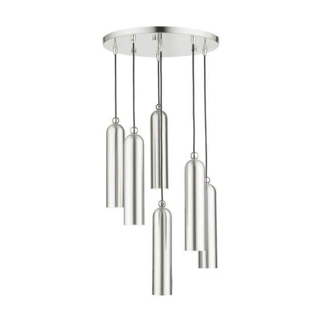 Livex 46756-91 Ardmore 6 Light 19 Inch Pendant in Brushed Nickel with Hand Welded Brushed Nickel Shade