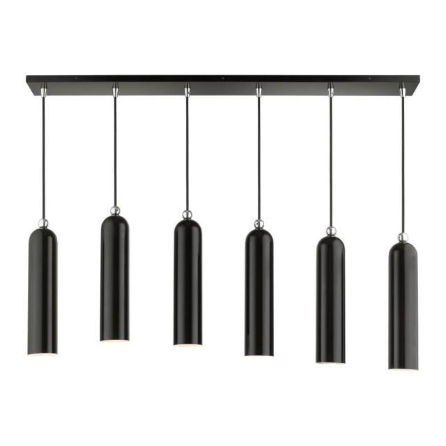 Livex 46757-68 Ardmore 6 Light 44 inch Linear Light in Shiny Black with Hand Welded Shiny Black Shade
