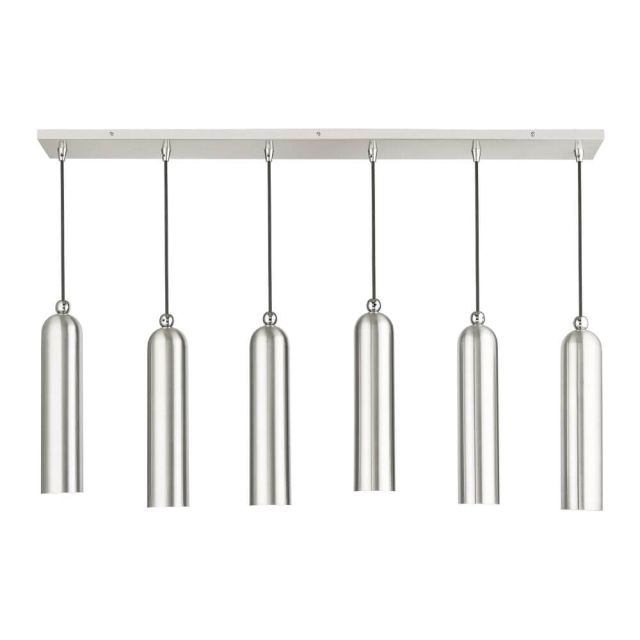 Livex 46757-91 Ardmore 6 Light 44 inch Linear Light in Brushed Nickel with Hand Welded Brushed Nickel Shade