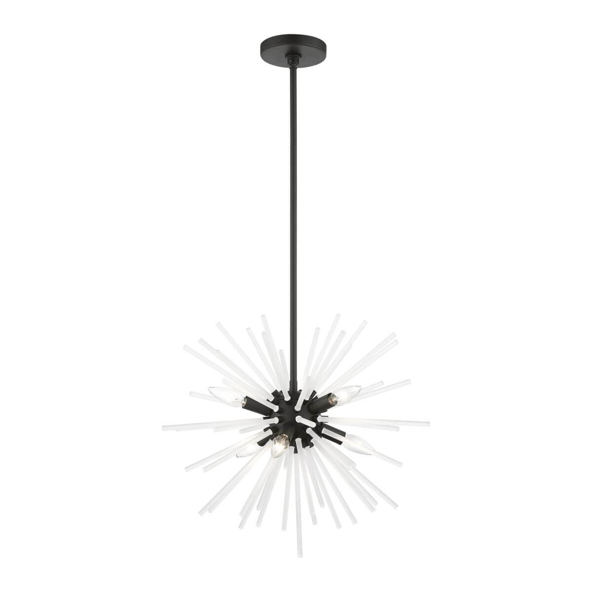 Livex 48824-04 Uptown 6 Light 20 inch Chandelier in Black with Acid Etched Rods