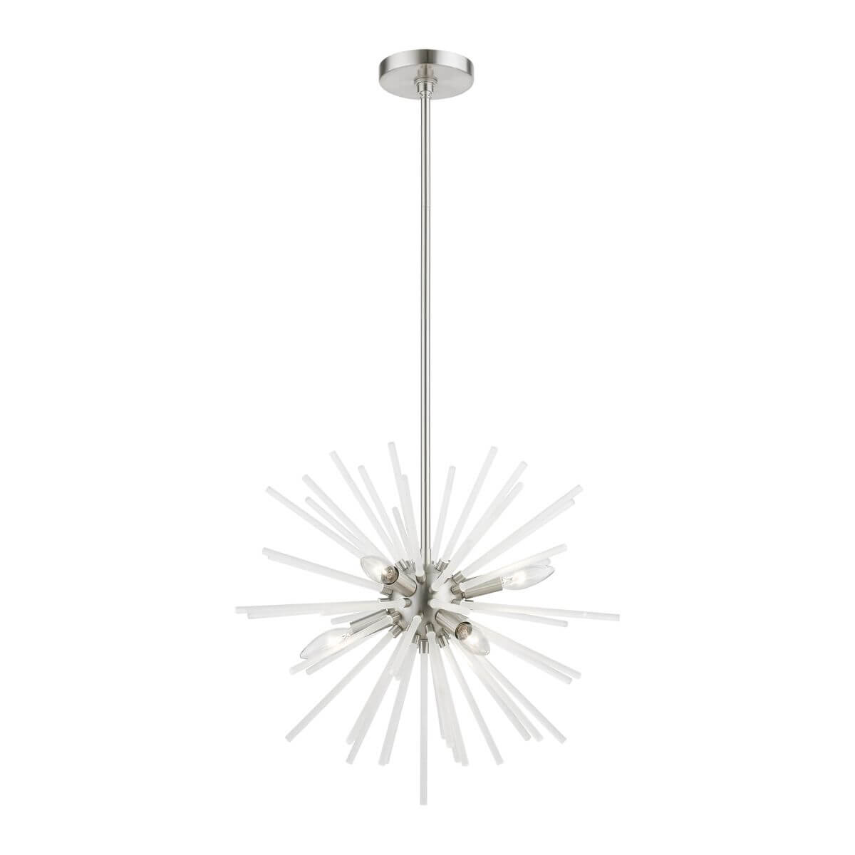 Livex 48824-91 Uptown 6 Light 20 inch Chandelier in Brushed Nickel with Acid Etched Rods