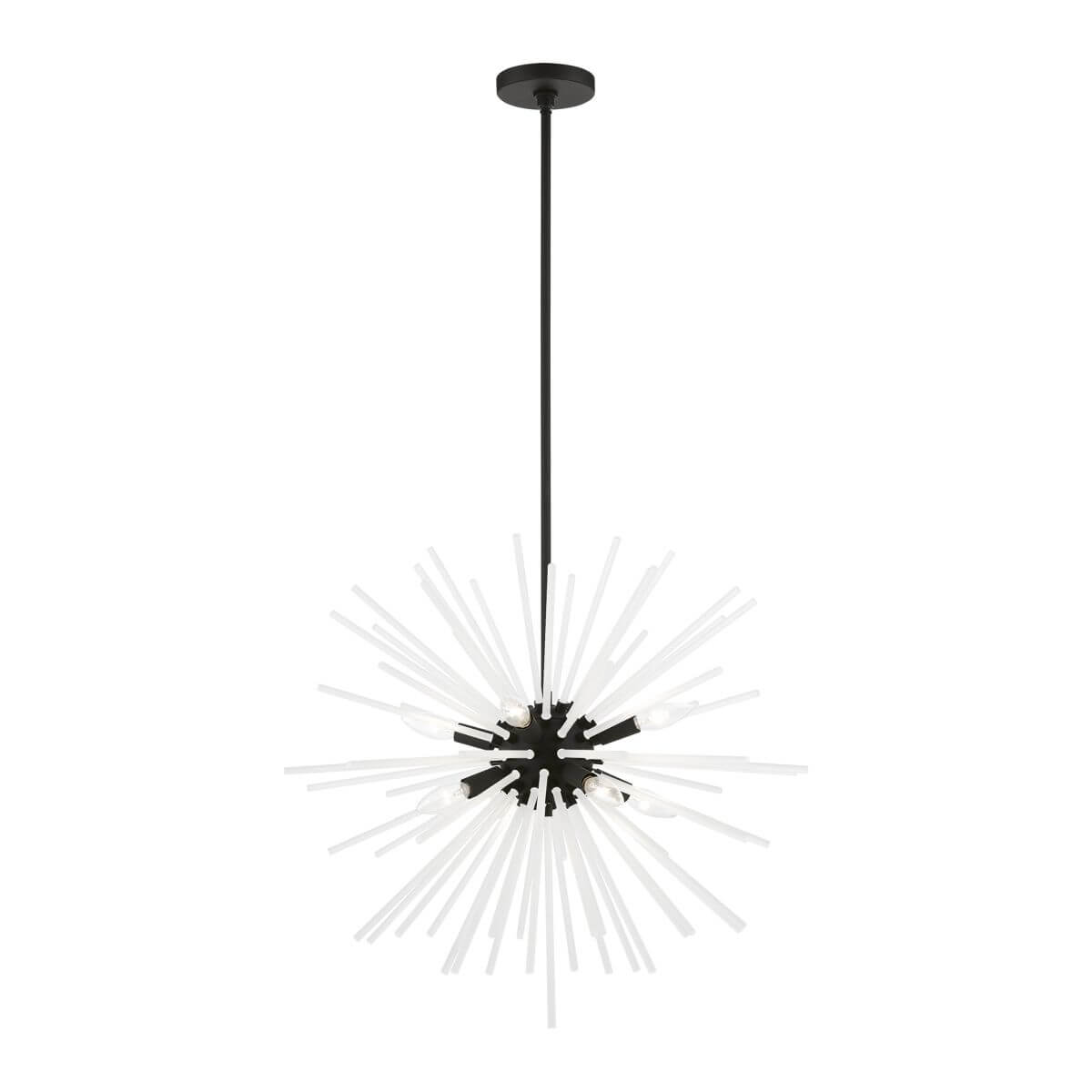 Livex 48826-04 Uptown 8 Light 26 inch Chandelier in Black with Acid Etched Rods