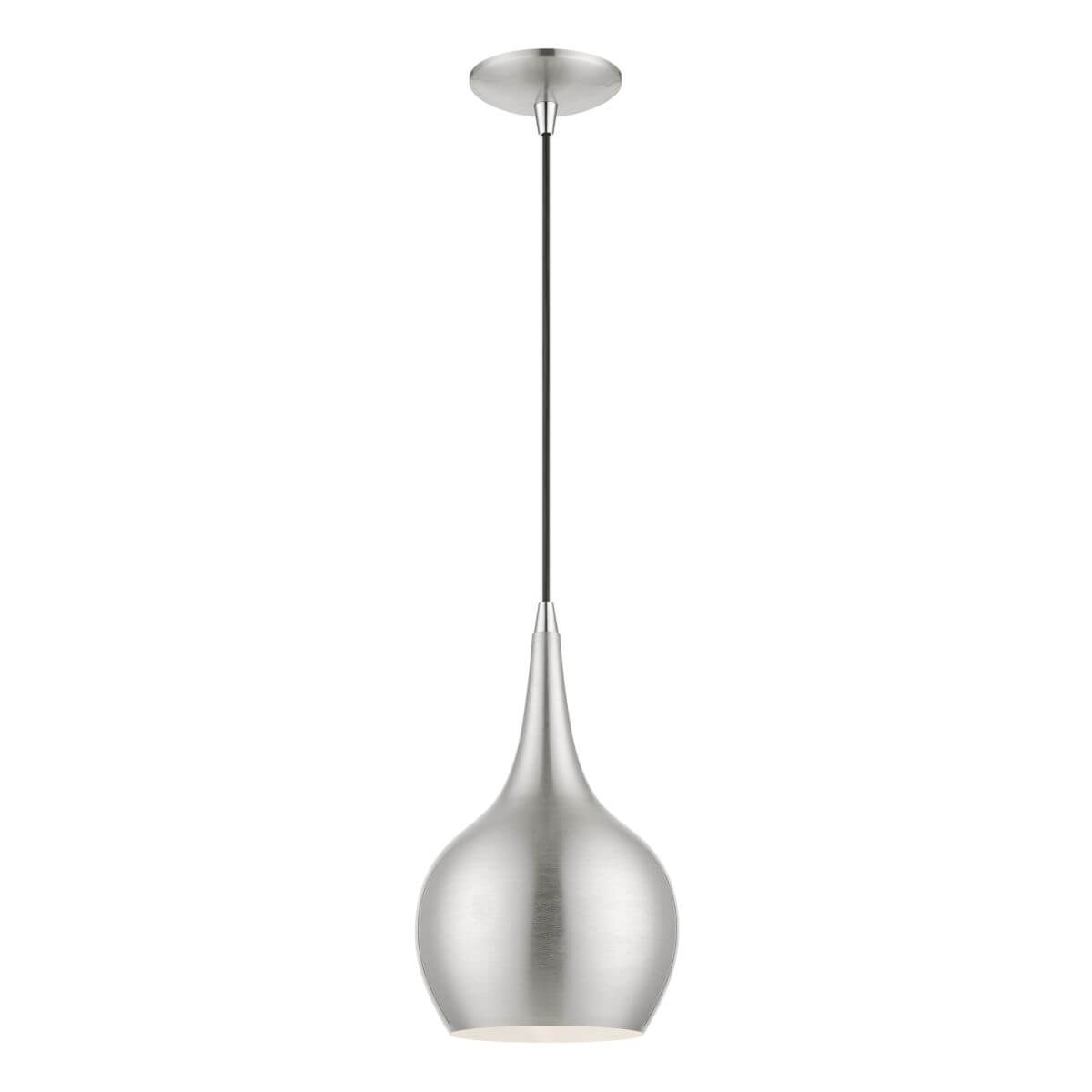 Livex 49016-91 Andes 1 Light 8 inch Mini Pendant in Brushed Nickel-Polished Chrome Accents
