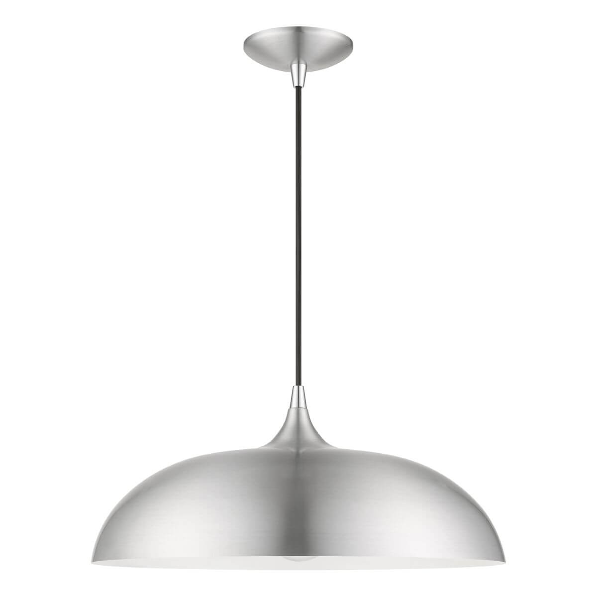 Livex 49233-66 Amador 1 Light 18 inch Pendant in Brushed Aluminum-Polished Chrome Accents