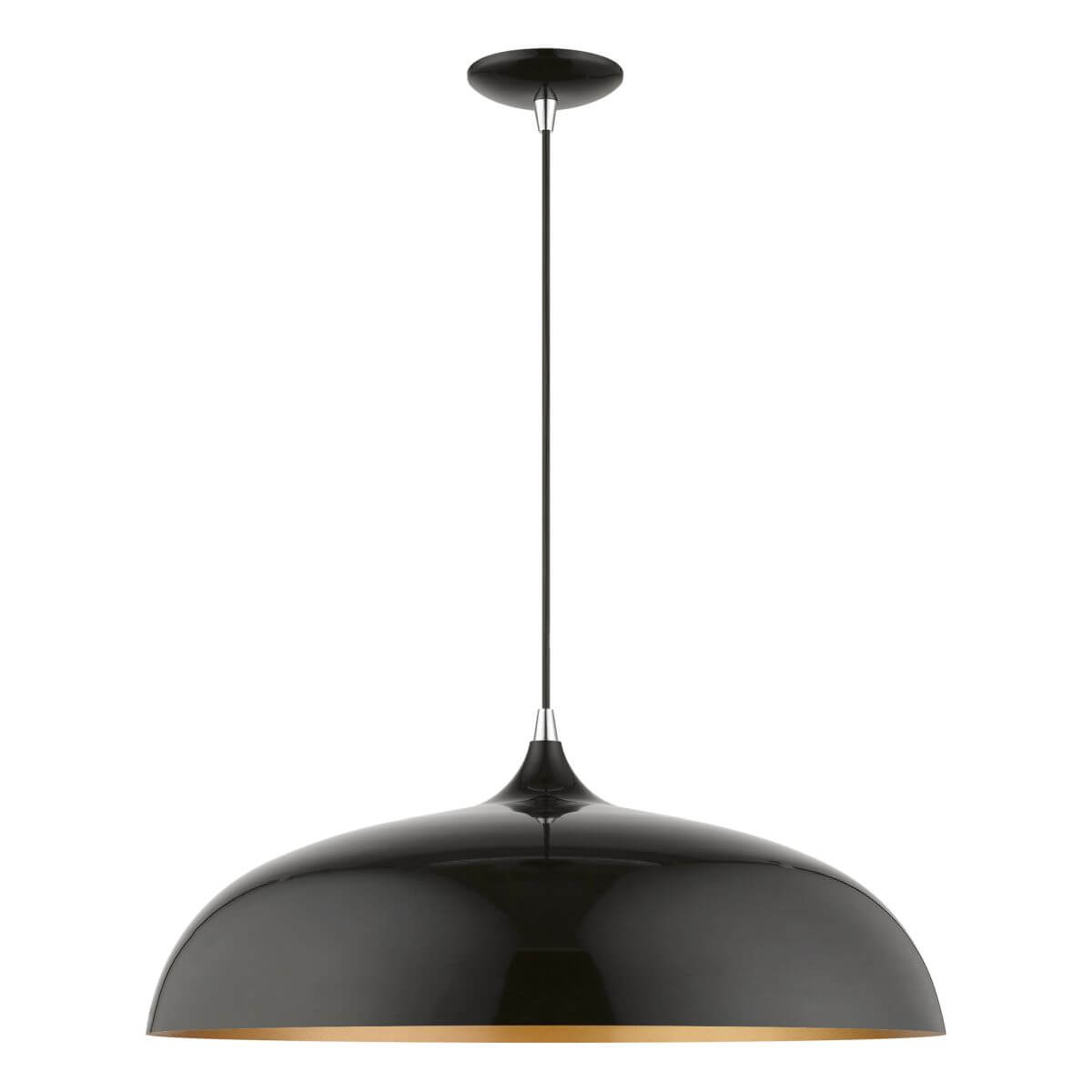 Livex 49234-68 Amador 3 Light 24 inch Pendant in Shiny Black-Polished Chrome Accents