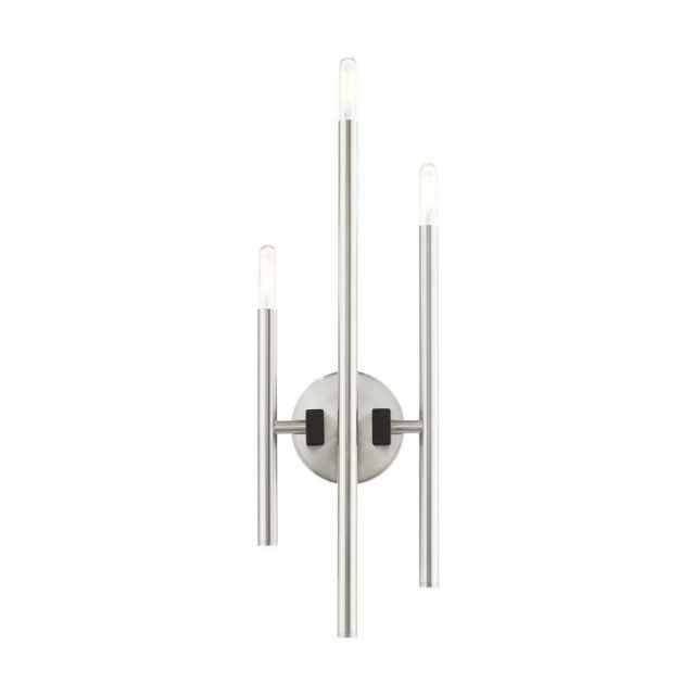 Livex 49343-91 Denmark 3 Light 22 Inch Tall Wall Sconce in Brushed Nickel