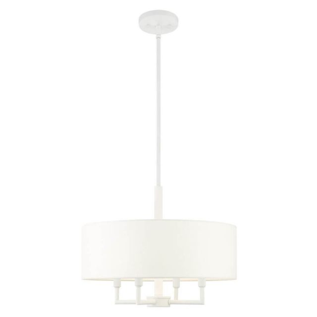 Livex 49374-03 Meridian 4 Light 18 Inch Pendant in White with Hand Crafted Hardback Shade