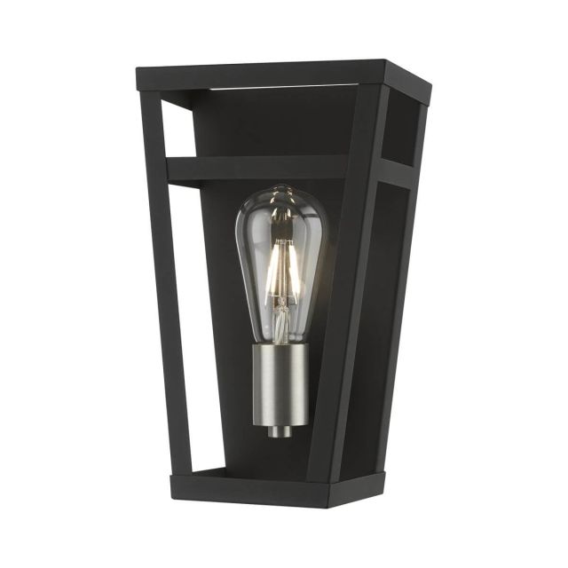 Livex 49567-04 Schofield 1 Light 11 inch Tall Wall Sconce in Black-Brushed Nickel Accents
