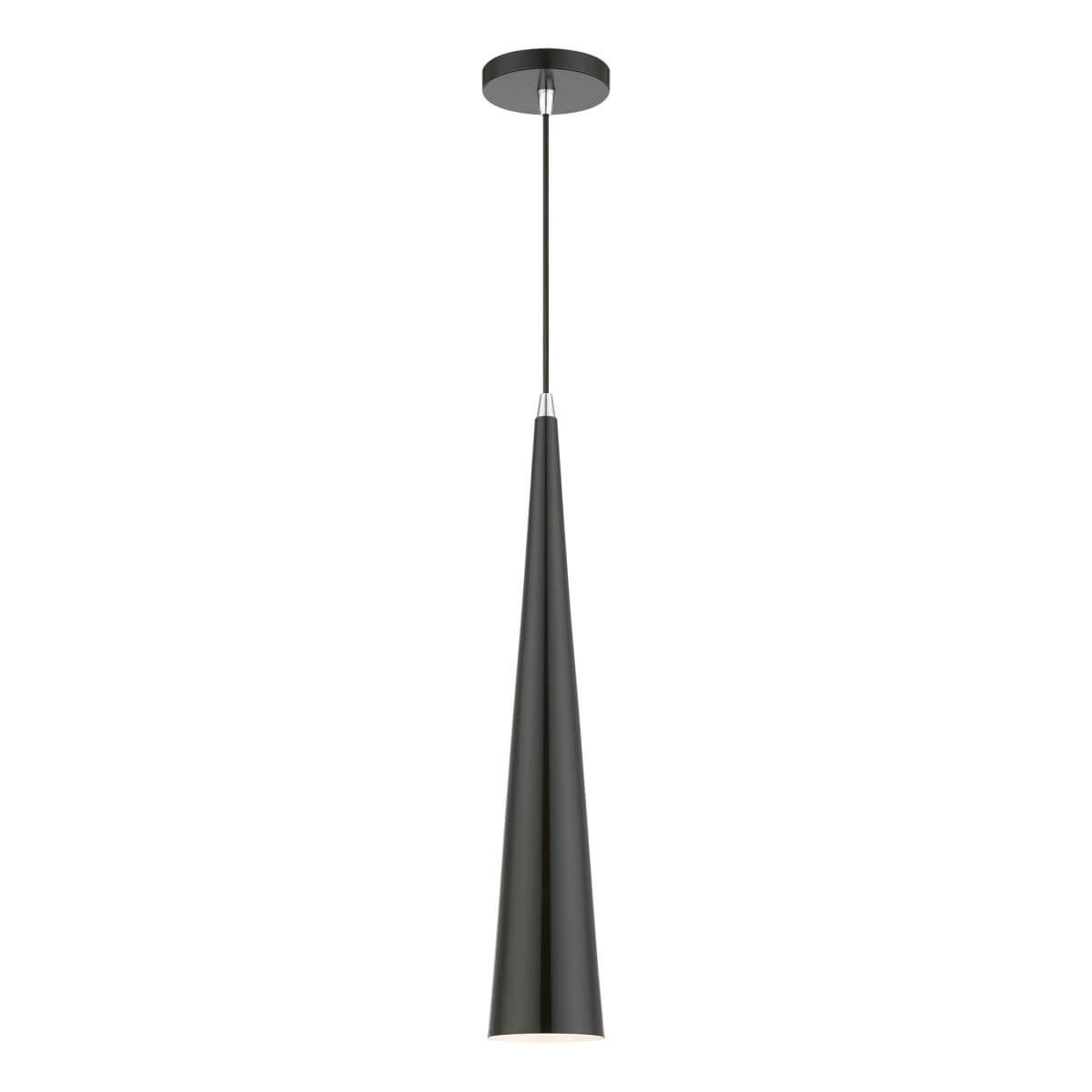 Livex 49631-68 Andes 1 Light 5 inch Pendant in Shiny Black-Polished Chrome Accents